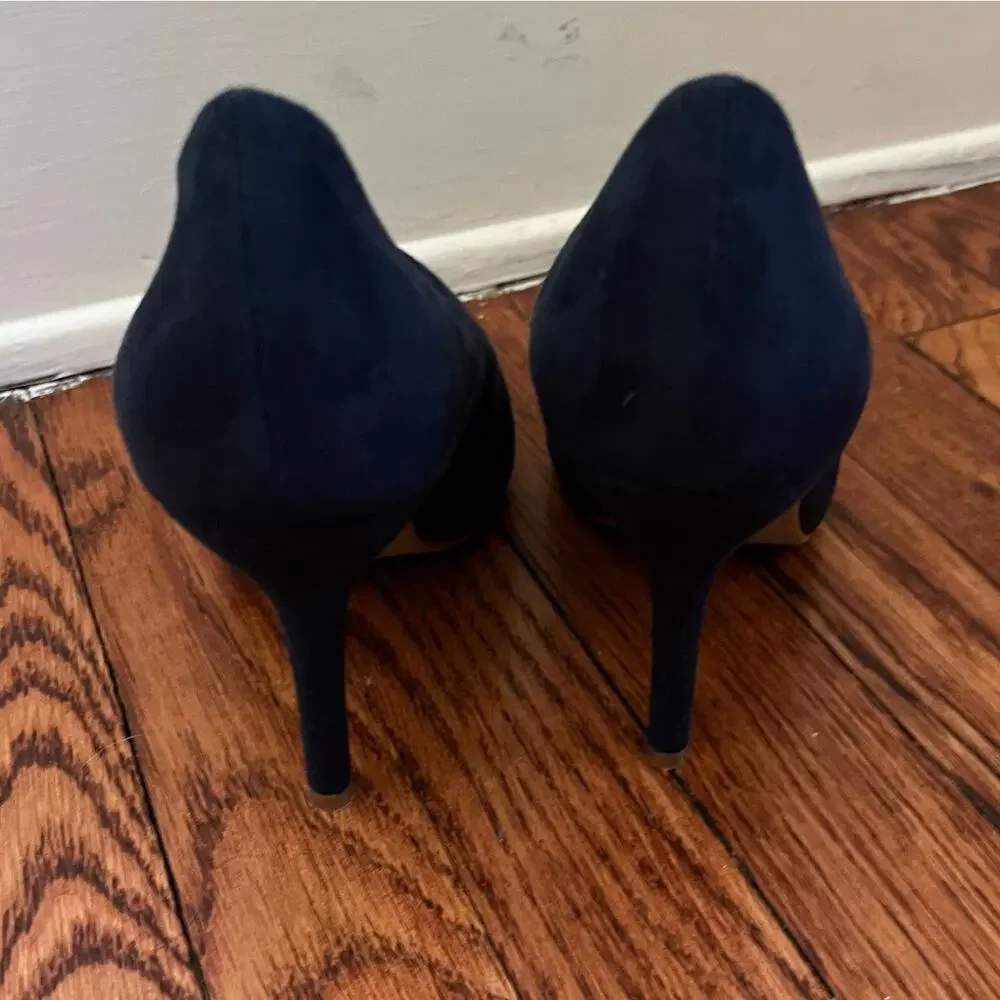 Blue Suede Stiletto Pumps Size 8 Almond Toe 4in Heel Leather Insole Corpcore